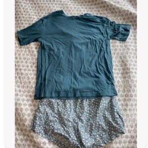 EUC Victoria’s Secret Pajama Set Boxers and T-shirt XS Green Floral